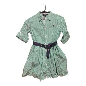 Title:
NWT Polo Ralph Lauren Girls Size 10 Green Striped Shirt Dress w/ Belt